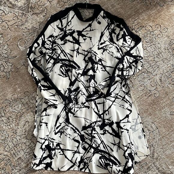 A.L.C Isley dress geo black white v neck back - Picture 2 of 8